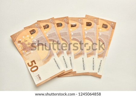 European Euro banknotes top view