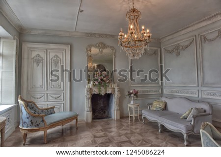 Beautiful interior in luxury living room. Royalty-Free Stock Photo #1245086224