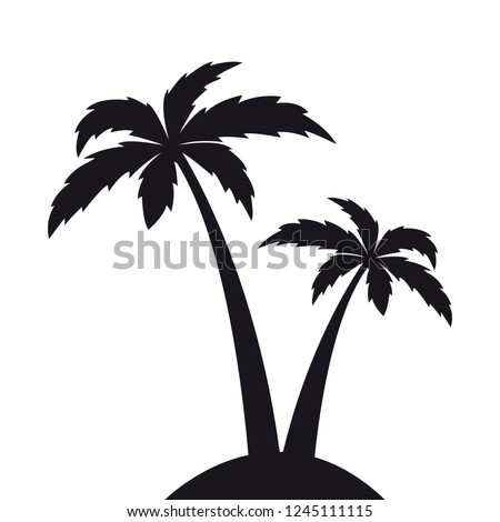 two palm trees silhouette vector illustration EPS10