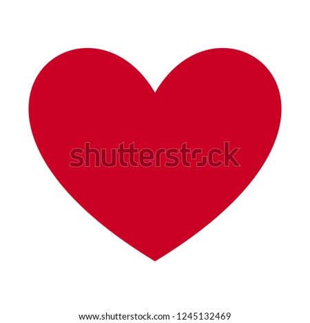 Heart, Symbol of Love and Valentine's Day. Flat Red Icon Isolated on White Background. Vector illustration. Royalty-Free Stock Photo #1245132469