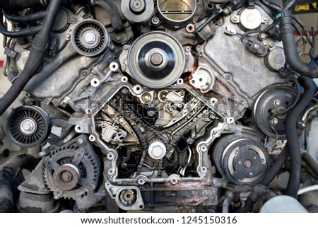 Close up view of Car engine