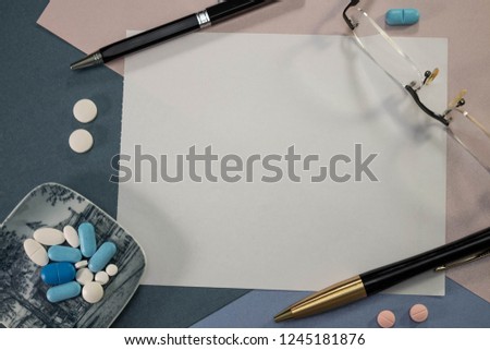 Medical office with several related articles. Elements of medicine.