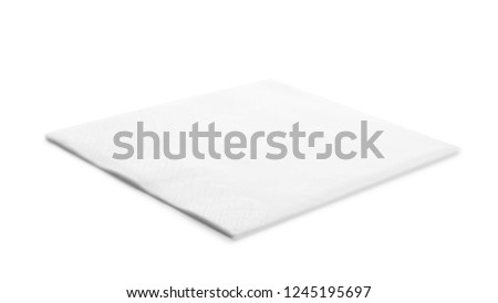One clean paper napkin on white background Royalty-Free Stock Photo #1245195697