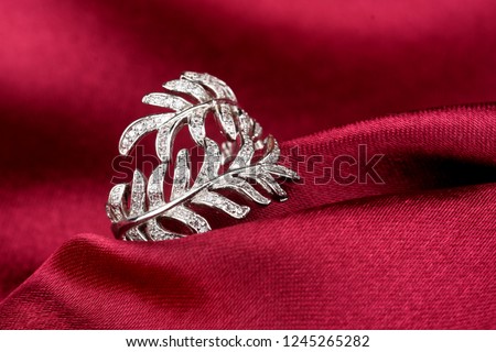 Diamond jewelry placed on cloth, diamond ring,diamond jewellery,