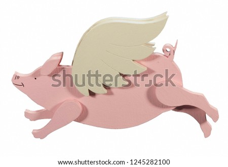 Wooden toy pink pig with wings