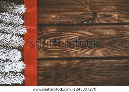 Flat mood photo of christmas time and dark desk background 