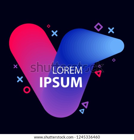 Abstract dynamic shape in trendy gradient colors on dark background. Graphic element for banners, flyers, web design and much more.