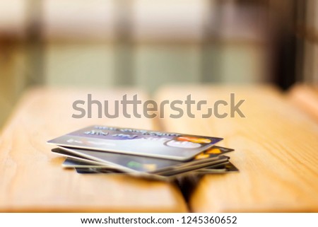 Credit card close up shot with selective focus for background.