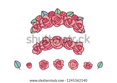 vector flower crown. red rose wreath headband