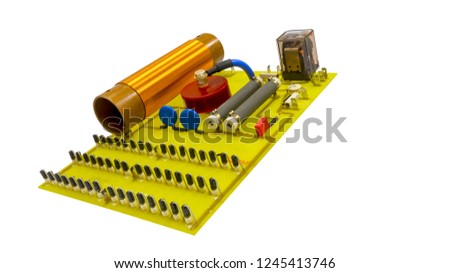 Large high-voltage electrical board with radio elements