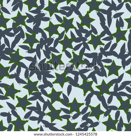 Christmas camouflage of various shades of blue and green colors. It is a colorful seamless pattern that can be used as a camo print for clothing and background and backdrop or computer wallpaper