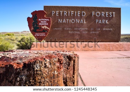 Petrified Forest Sign Royalty-Free Stock Photo #1245448345