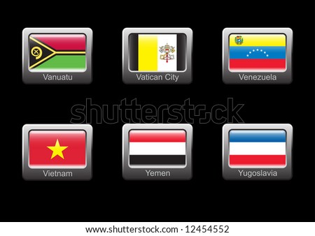 Flag icon set (part 32 – Vanuatu, Vatican City, Venezuela, Vietnam, Yemen, Yugoslavia)