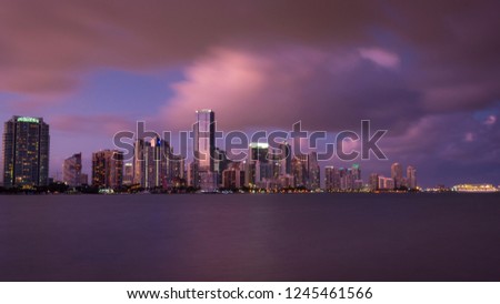 Miami Skyline Nighttime