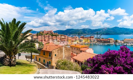 Old town and harbor Portoferraio, Elba island, Italy Royalty-Free Stock Photo #1245483022
