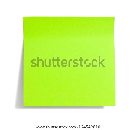 green sticky note with shade on white Royalty-Free Stock Photo #124549810