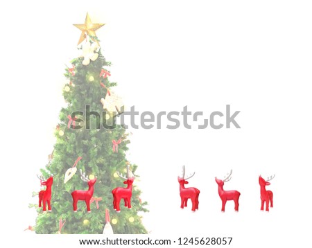 Reindeer christmas card New Year isolated on white background.
