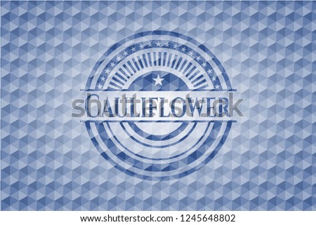 Cauliflower blue hexagon badge.
