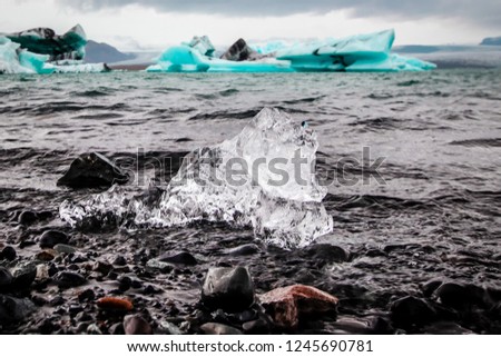 Iceberg Washed Up on Shore