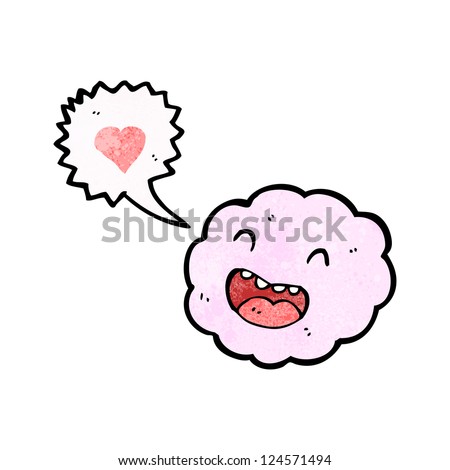 cartoon retro pink cloud with love heart