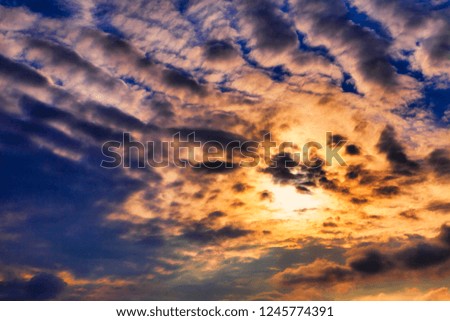Awesome warm sunset colorful cloudy sky