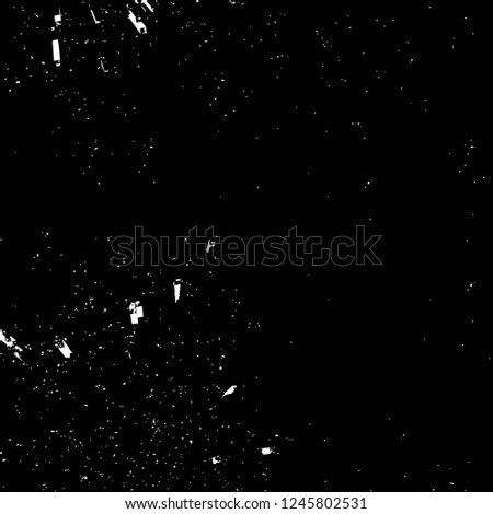 Grunge overlay layer. Abstract black and white vector background. Monochrome vintage surface with dirty pattern in cracks, spots, dots. Old painted wall in dark horror style design