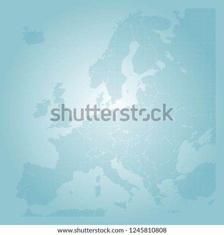 Europe vector map made of turquoise high density squares