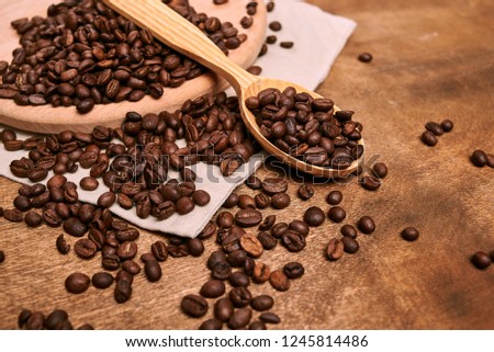beans coffee on wood background