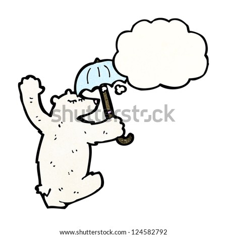 polar bear with umbrella cartoon