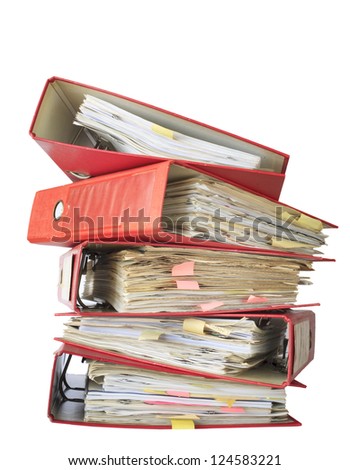 stack of file folders, isolated on white background