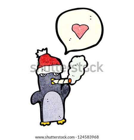 cartoon smoking penguin loving christmas
