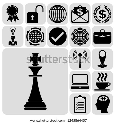 Set of 17 business related icons. Collection. Flat design. Vector Illustration.