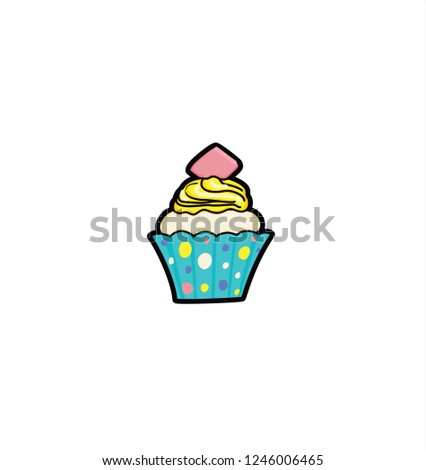 Little delicious cupcake. cute muffin. vector illustration, sweet clipart