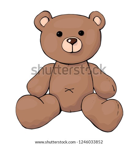 Bear. Isolated object on a white background on the theme of toys.