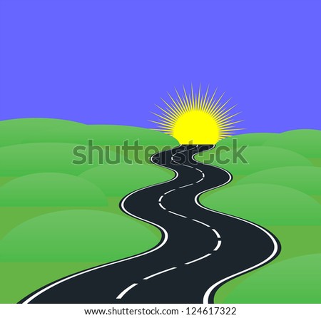 Road curves leading to the sun