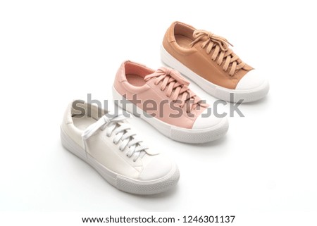 women leather sneakers shoes isolated on white background
