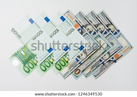 Money. Money from different countries. Travel expenses concept uncropped on white background.