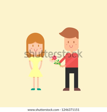 Man given flowers to woman.