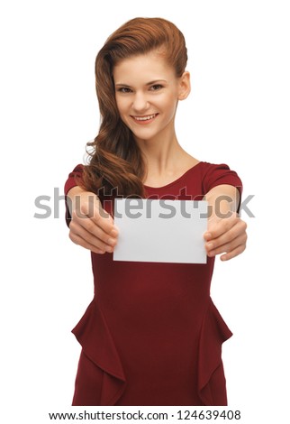 picture of lovely teenage girl with note card