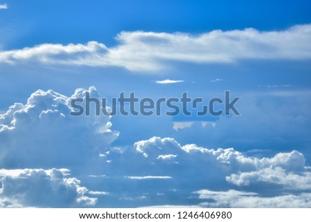 Clear blue sky from plane,clouds in the blue sky.copy space.