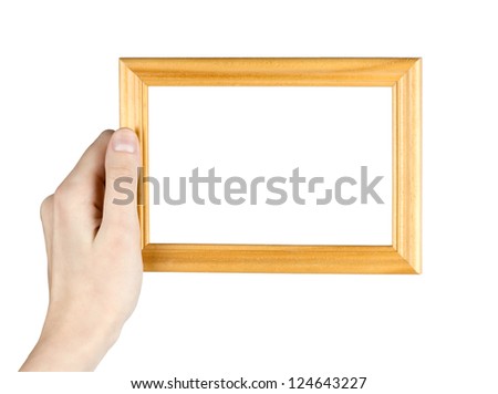 Frame in hand on white background