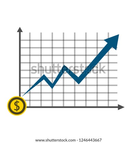 Business dollar coin concept growth chart on graph background.vector Illustrator