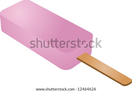 Frozen treats: pink strawberry popsicle isometric illustration clipart