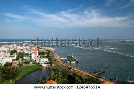Aerial view of Tuy Hoa city, Vietnam.