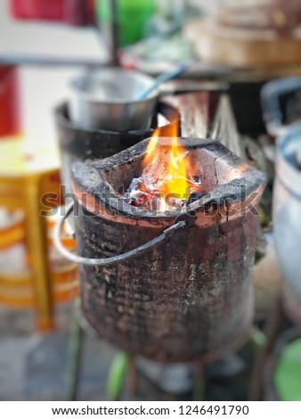A picture of charcoal stove for cooking street foods