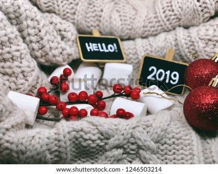 hello 2019 chalkboards on knitted texture