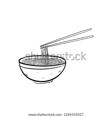 asian noodles with doodle chopsticks