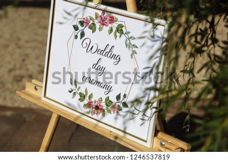 wedding ceremony inscription nameplate