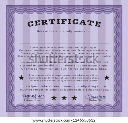 Violet Diploma. With great quality guilloche pattern. Customizable, Easy to edit and change colors. Nice design. 