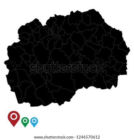 Map of Macedonia, High Detailed Map of Macedonia isolated on white background.Vector illustration eps 10
